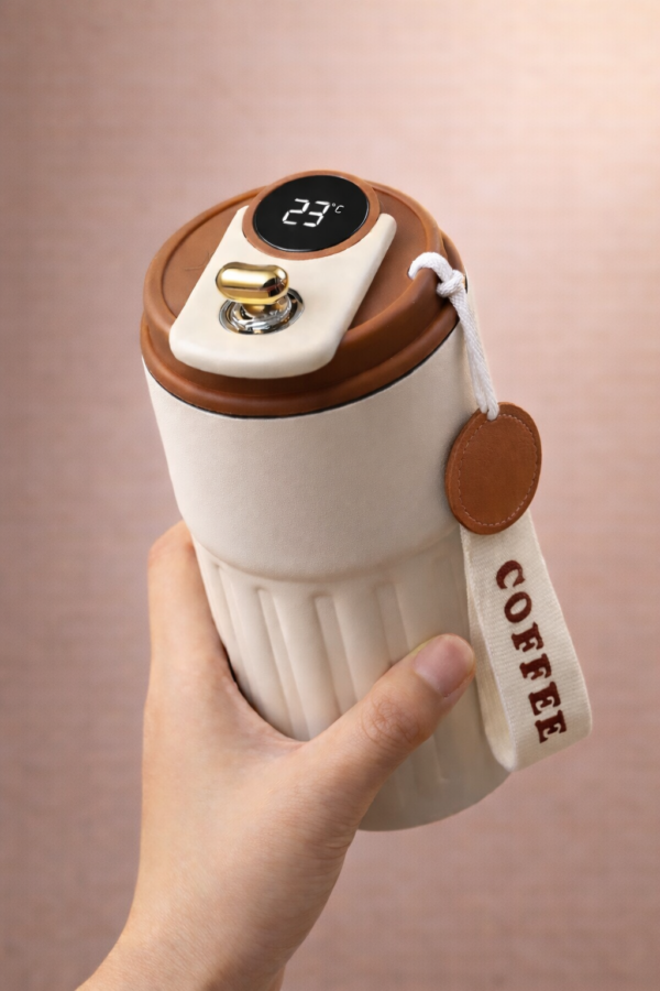 ThinkleCustoms Personalised Travel Mug with Temperature Display-Made with 304 Stainless Steel-500ml