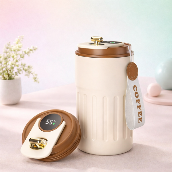 ThinkleCustoms Personalised Travel Mug with Temperature Display-Made with 304 Stainless Steel-500ml