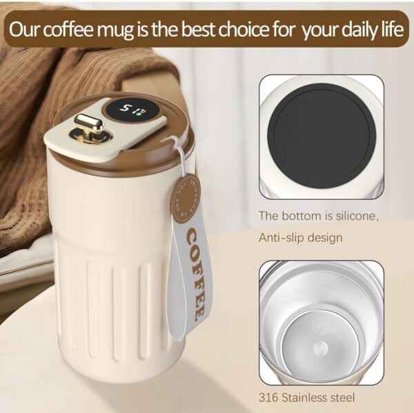 ThinkleCustoms Personalised Travel Mug with Temperature Display-Made with 304 Stainless Steel-500ml