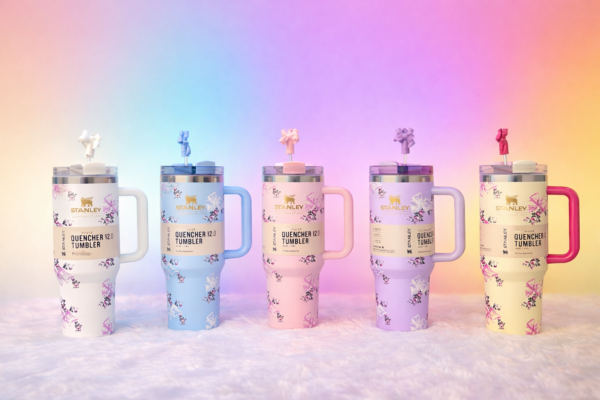 Premium Stanley LoveshackFancy Tumbler Rose Floral Pink & Peach