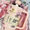 Premium Stanley LoveshackFancy Tumbler Rose Floral Pink Peach