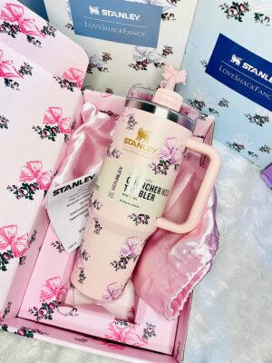 Premium Stanley LoveshackFancy Tumbler Rose Floral Pink Peach