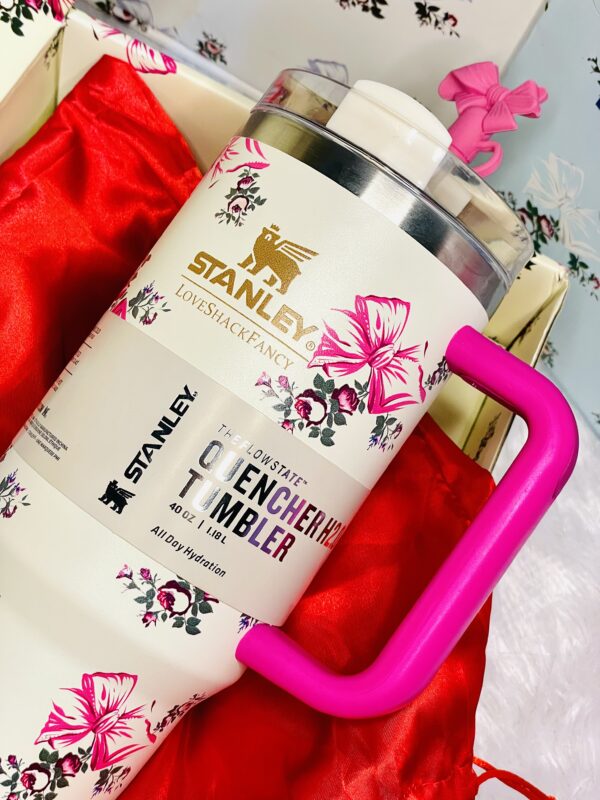 Premium Stanley LoveshackFancy Tumbler Rose Floral Pink & Peach