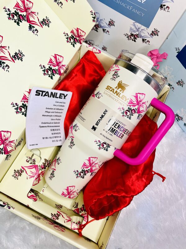 Premium Stanley LoveshackFancy Tumbler Rose Floral Pink & Peach